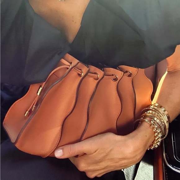 Ulla Johnson X Sisley Adria Pleated Wave Bag in Pecan - Picture 17 of 17